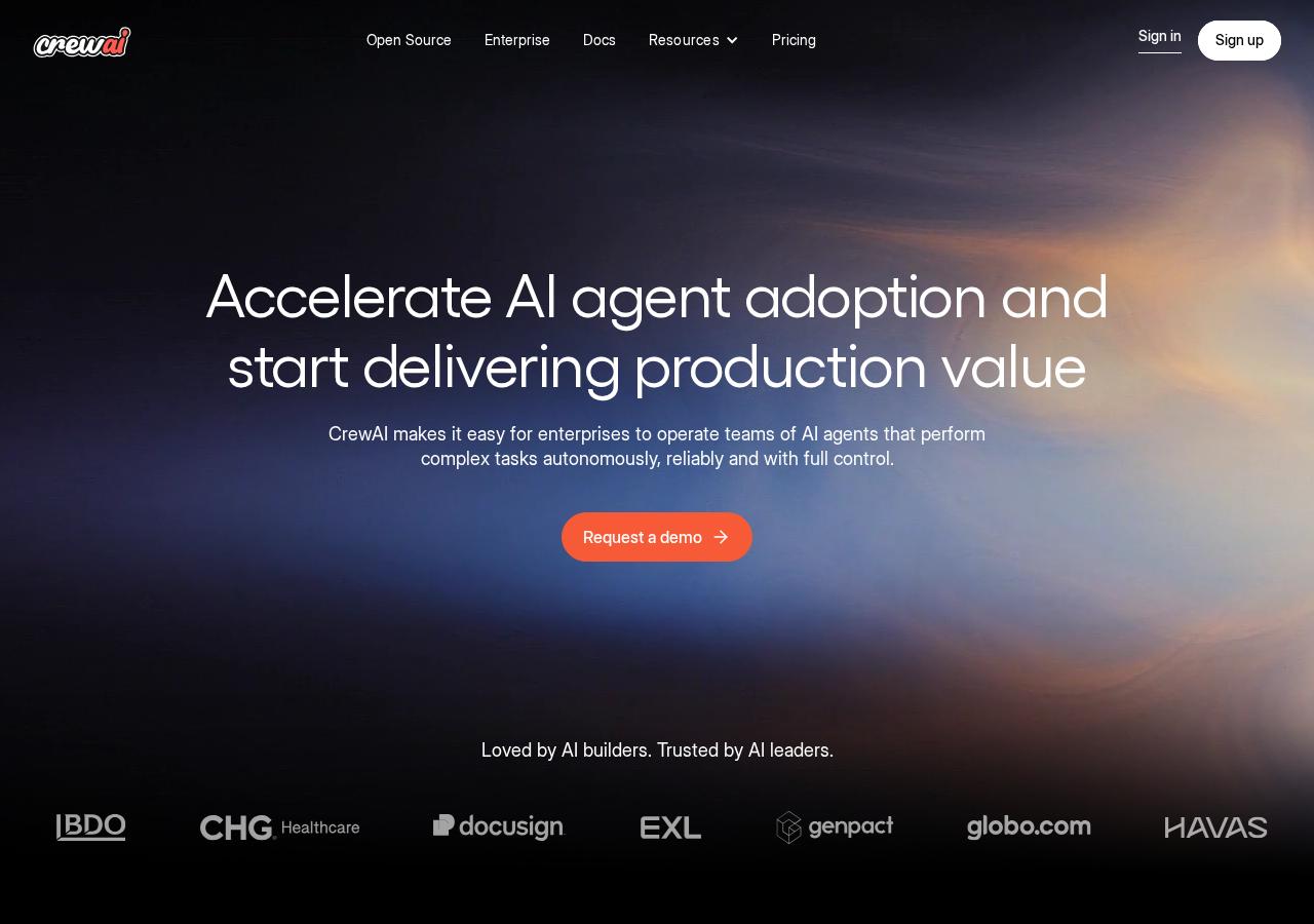 CrewAI website homepage
